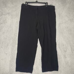 Eileen Fisher womens black rayon wool blend pants crop wide leg career XL
